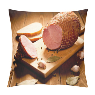 Personality  Whole Ham With Bread In The Background, Selective Focus Pillow Covers