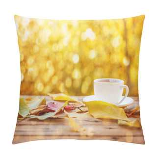 Personality  Cup Of Hot Tea Or Coffee On Nature Background. Concept Autumn Mood. Pillow Covers