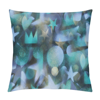 Personality  Unusual Space Abstract Background, With Elements Of Stars, Hearts, Planets, And Watercolor Splashes. Pillow Covers