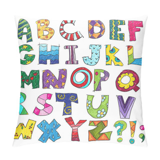 Personality  ABC. Kids Funny Alphabet, Vector Pillow Covers