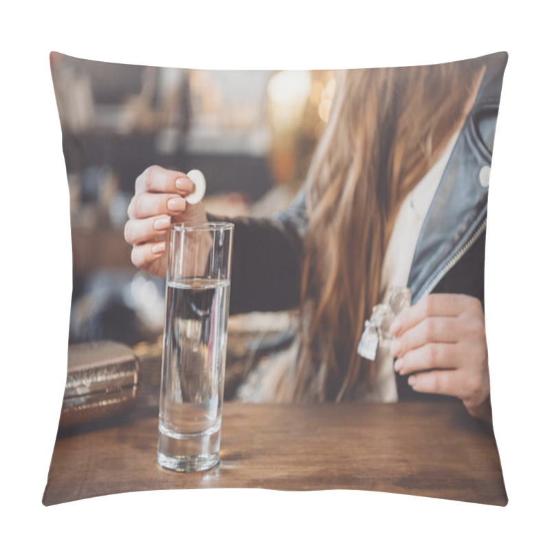 Personality  Woman With Hangover With Medicines Pillow Covers