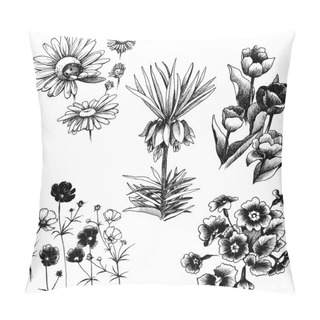 Personality  Set Of Hand Drawn Flowers Pillow Covers