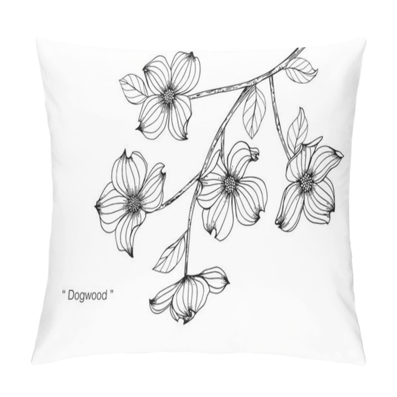 Personality  Dogwood flower drawing illustration.  pillow covers