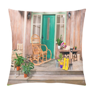 Personality  Potted Plants And Rocking Chair On Porch With Gardening Tools Pillow Covers