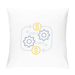 Personality  Costs Optimization, Business Efficiency Line Icon Pillow Covers