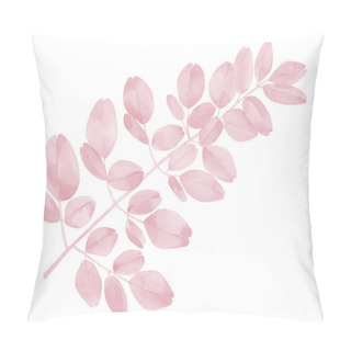 Personality  Pink Watercolour Plant Leaves. Blush Pink Branches. Moringa Leaves.  Pillow Covers