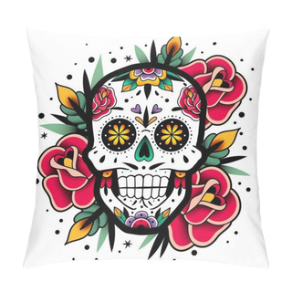 Personality  Mexican Roses Skull Pillow Covers