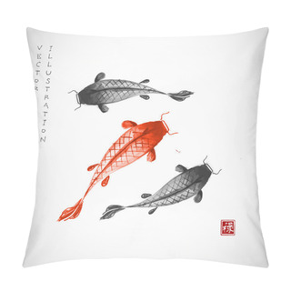 Personality  Black And Red Koi Carps Pillow Covers