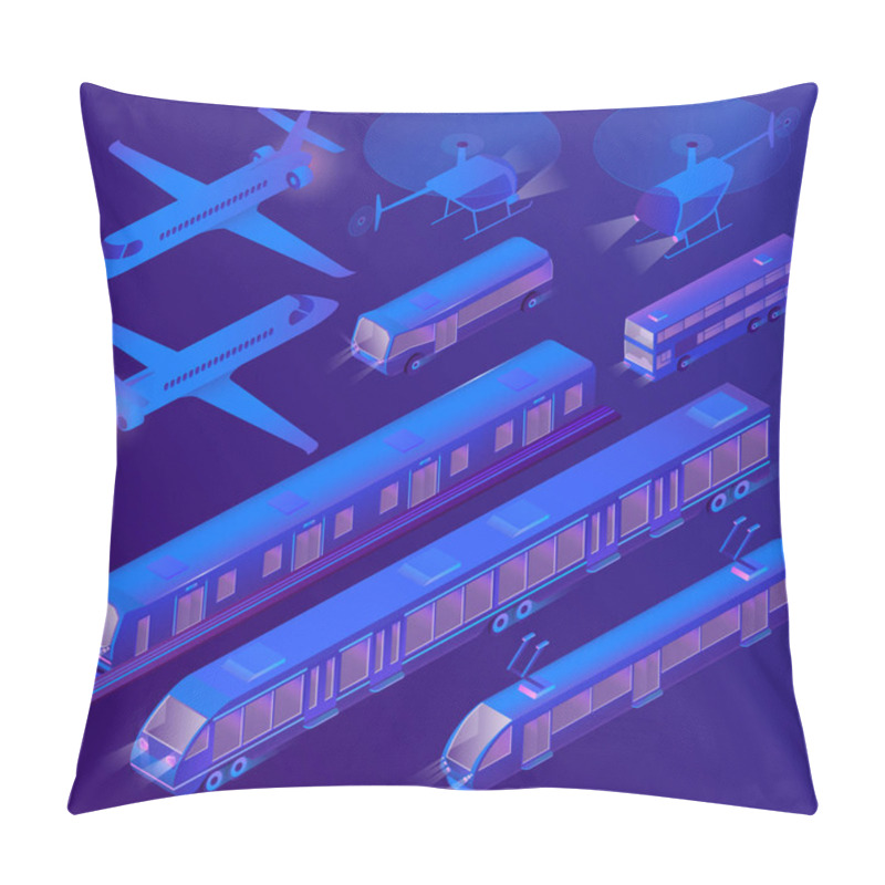 Personality  Vector 3d isometric air, land passenger transportation pillow covers