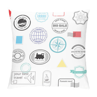 Personality  Set Of Stamps And Badges Pillow Covers