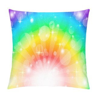Personality  Rainbow Sunshine Effect With Blurred Dots Like Bokeh Bright Background. Pillow Covers