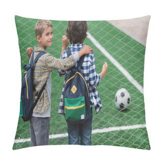 Personality  Schoolboys On Soccer Field  Pillow Covers