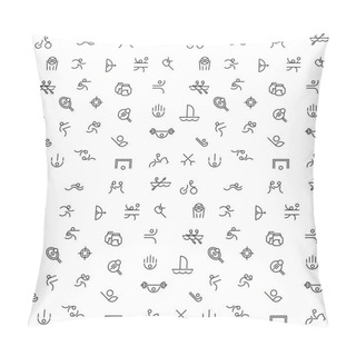 Personality  Thin Line Icons Set Of Summer Sport Games. Pillow Covers