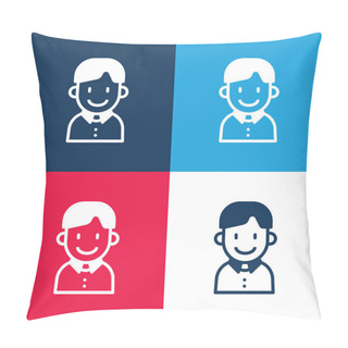 Personality  Boy Blue And Red Four Color Minimal Icon Set Pillow Covers