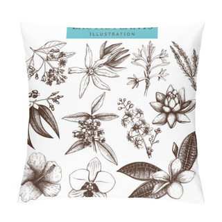 Personality  Hand Drawn Tropical Flowers Set Pillow Covers