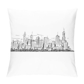 Personality  Vector Artistic Drawing Sketch Of Generic City High Rise Cityscape Landscape With Skyscraper Buildings Pillow Covers