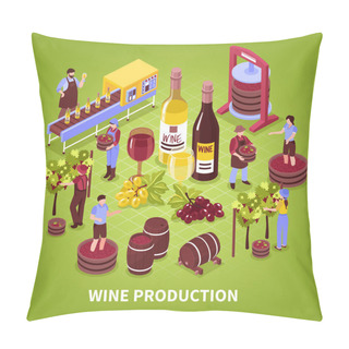 Personality  Wine Production Isometric Illustration Pillow Covers