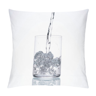 Personality  Water Pouring In Glass On White Background With Backlit And Copy Space Pillow Covers