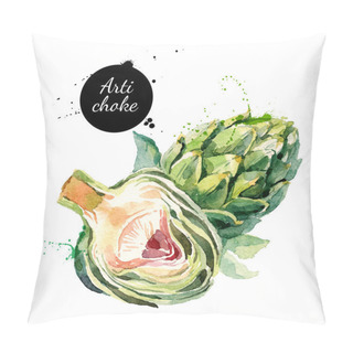 Personality  Watercolor Artichokes. Isolated  Pillow Covers