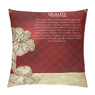 Personality  Vintage Quality Label With Flower And Hat. Vector Illustration Pillow Covers