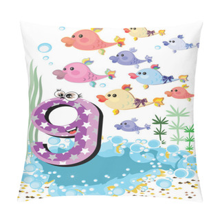 Personality  Sea Animals And Numbers Series For Kids ,9 Fish Pillow Covers