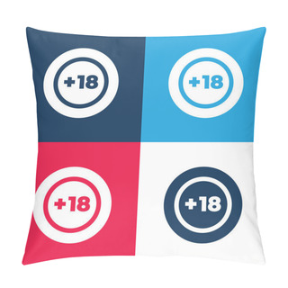 Personality  +18 Blue And Red Four Color Minimal Icon Set Pillow Covers