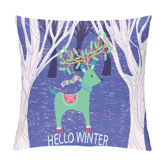 Personality  Decorative Background With  Christmas Cartoon Cute Dear  Pillow Covers