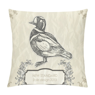 Personality  Vintage Hand-drawing Duck. Vector Illustration Pillow Covers