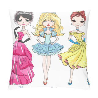 Personality  Vector Beautiful Fashion Girl Princesses Pillow Covers