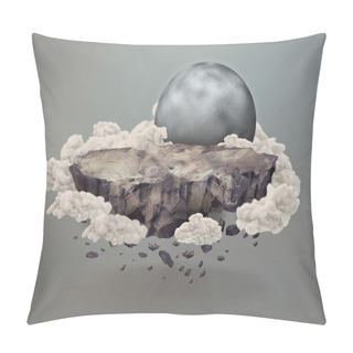 Personality  Cliff Floating Surrounded By Clouds Near The Moon Pillow Covers