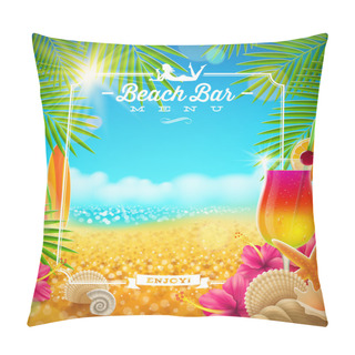 Personality  Tropical Summer Vacation - Beach Bar Menu Vector Design Pillow Covers