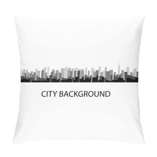 Personality  Vector Illustration Of Grey Panorama City Background Pillow Covers