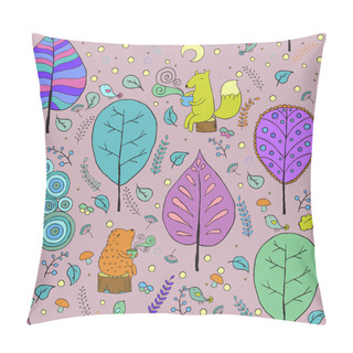 Personality  Cozy Seamless Pattern About Forest Tea Pillow Covers