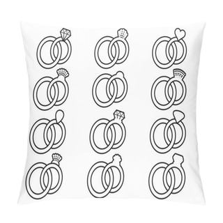 Personality  Wedding Rings Outline Icons Pillow Covers