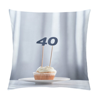 Personality  Tasty Anniversary Creamy Cupcake With Number 40 Forty Pillow Covers