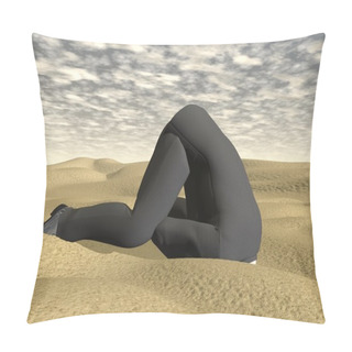 Personality  Businessman Burying His Head In The Sand - 3D Render Pillow Covers