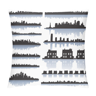 Personality  Set Of Vector Detailed Cities Silhouette Pillow Covers