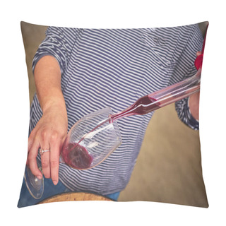 Personality  A Winemaker Samples A Barrel Using A Wine Thief Pillow Covers