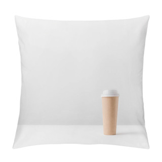 Personality  Disposable Coffee Cup On White Surface Pillow Covers