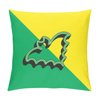 Personality  Bat Outline Green And Yellow Modern 3d Vector Icon Logo Pillow Covers