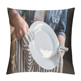 Personality  Woman Wiping Plate Pillow Covers