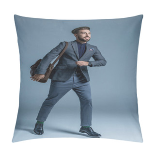 Personality  Man Walking With Leather Bag Pillow Covers