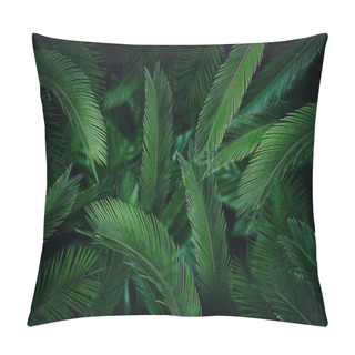 Personality  Many Bright Green Tropical Leaves As Background Pillow Covers