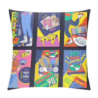 Personality  80s Disco Style Poster Set For Retro Party - Colorful Invitation Flyers Pillow Covers