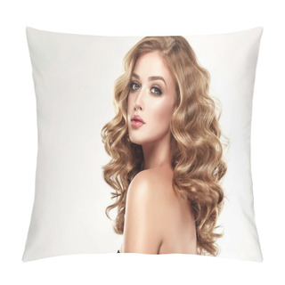 Personality  Model Girl With Long  Curly Hair  Pillow Covers