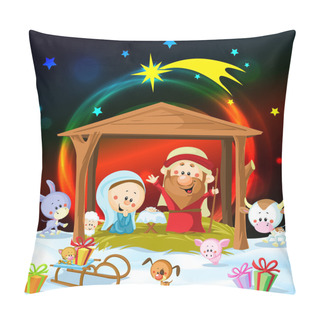 Personality  Christmas Nativity With Lights And Cute Animals Pillow Covers