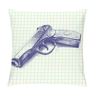 Personality  Hand Drawn Gun, Vector Pillow Covers