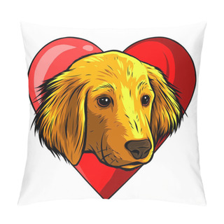 Personality  Dog With Heart Icon. Favorite Pet. Adopt Animal. Emblem For Veterinary Clinic Pillow Covers