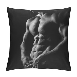 Personality  Strong Athletic Man On Dark Background Pillow Covers