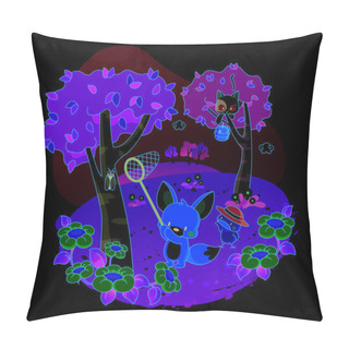 Personality  Animals Cartoon Playing Together Pillow Covers